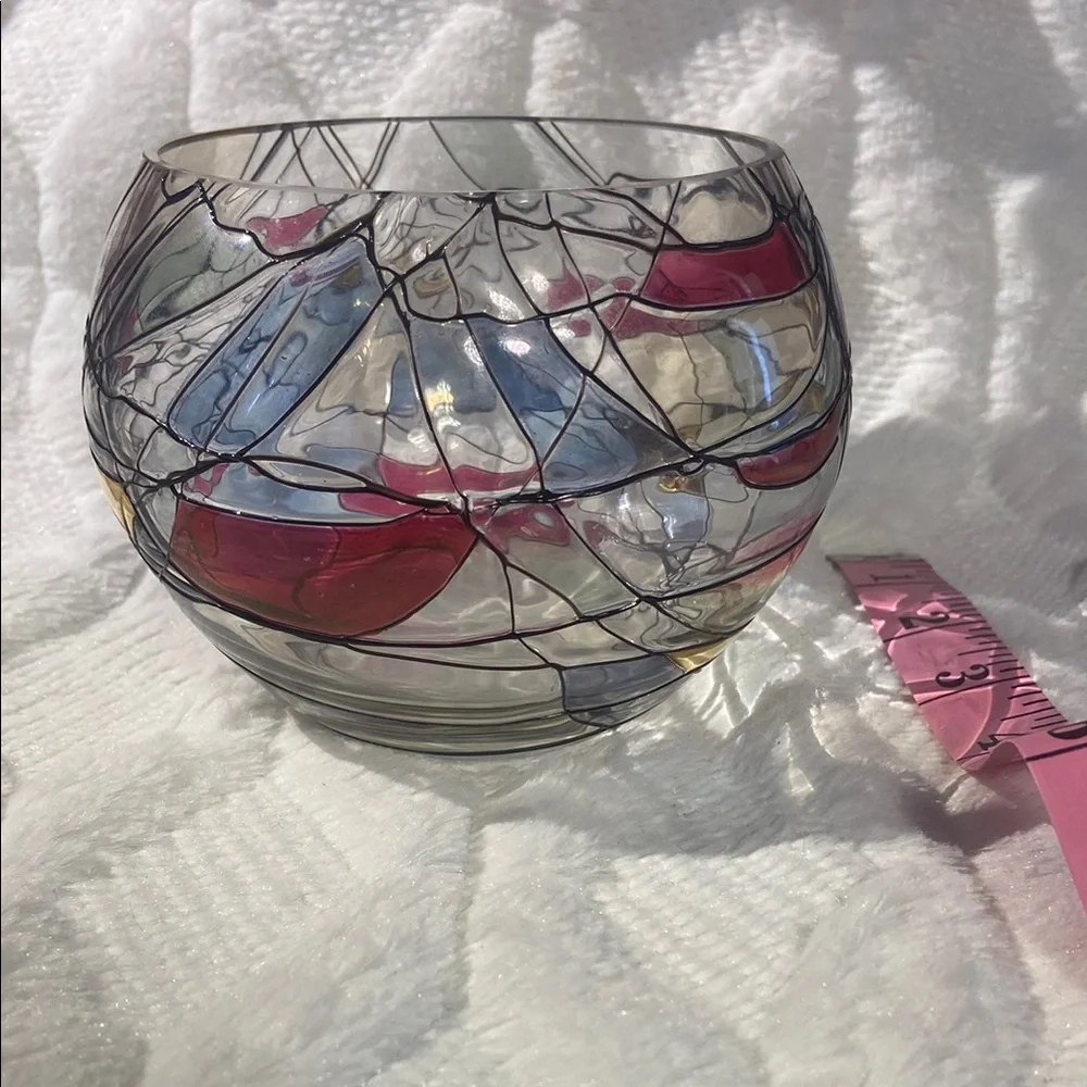 PartyLite Stained Glass Candle Holder - Red, Gold, Black - Picture 2 of 12